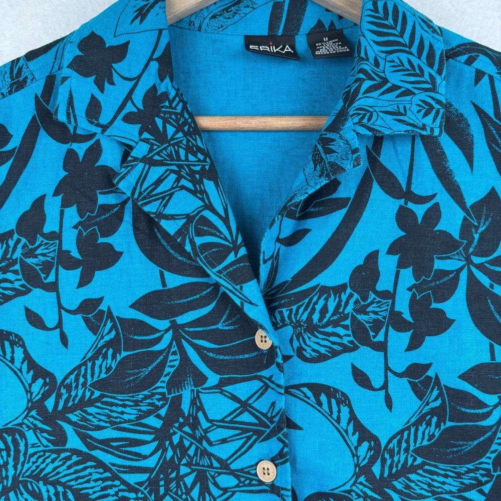Erika Linen Blend Shirt Womens M Sleeveless Button Up - Picture 3 of 9
